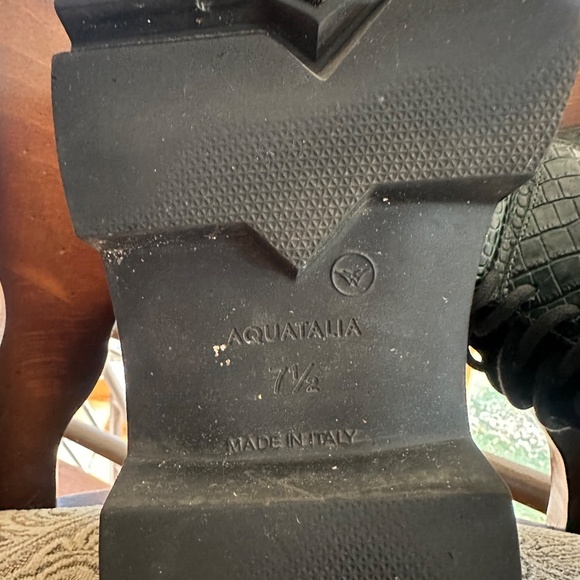 Aquatalia Hana Green Croc Embossed Leather Combat Boot - Picture 4 of 4